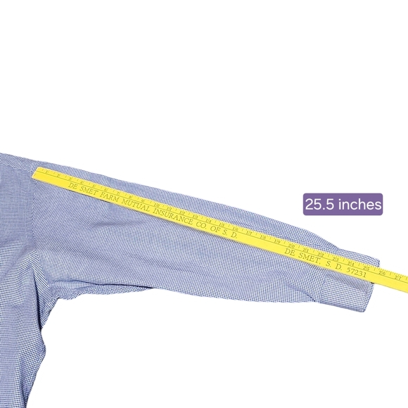 POLO RALPH LAUREN Andrew Mens 17 Neck 34/35 Blue Gingham Button Down Preppy - Picture 11 of 12